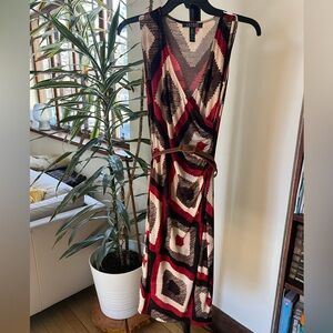 Lauren Ralph Lauren Multicolor Geometric Sleeveless Women’s Midi Wrap Dress XS